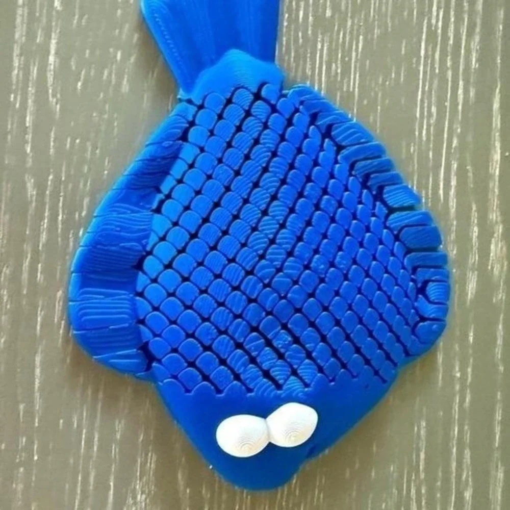 Blue 3D‎ Printed Fish Desk Buddy Shelf Decor Unique Fun Gift